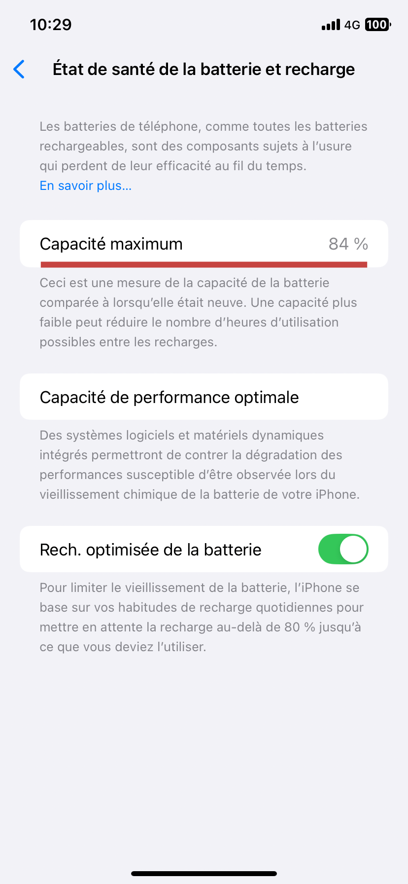 Si vous constatez que la capacité maximale est très basse, vous devez remplacer cette batterie iPhone ne charge plus.