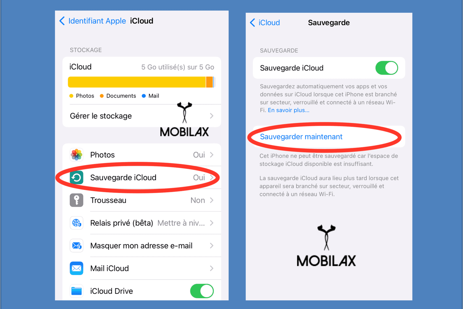 Sauvegarde iCloud