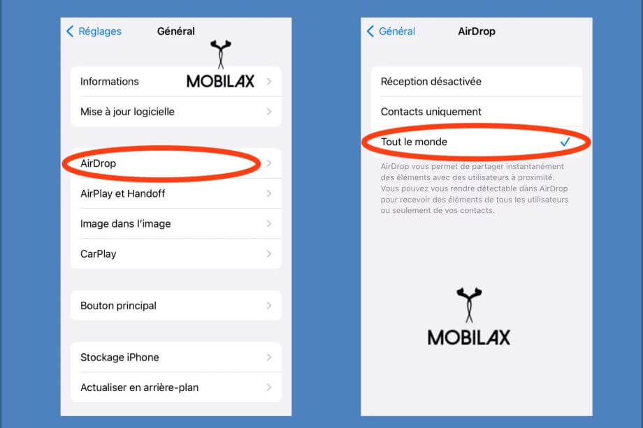 Configurez AirDrop