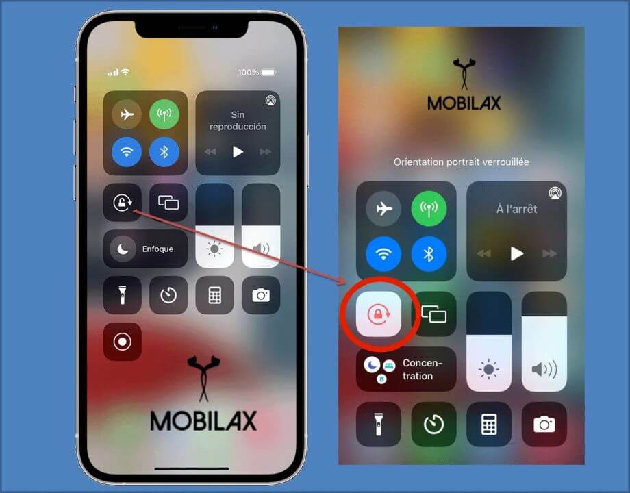 rotation ecran iphone désactivé
