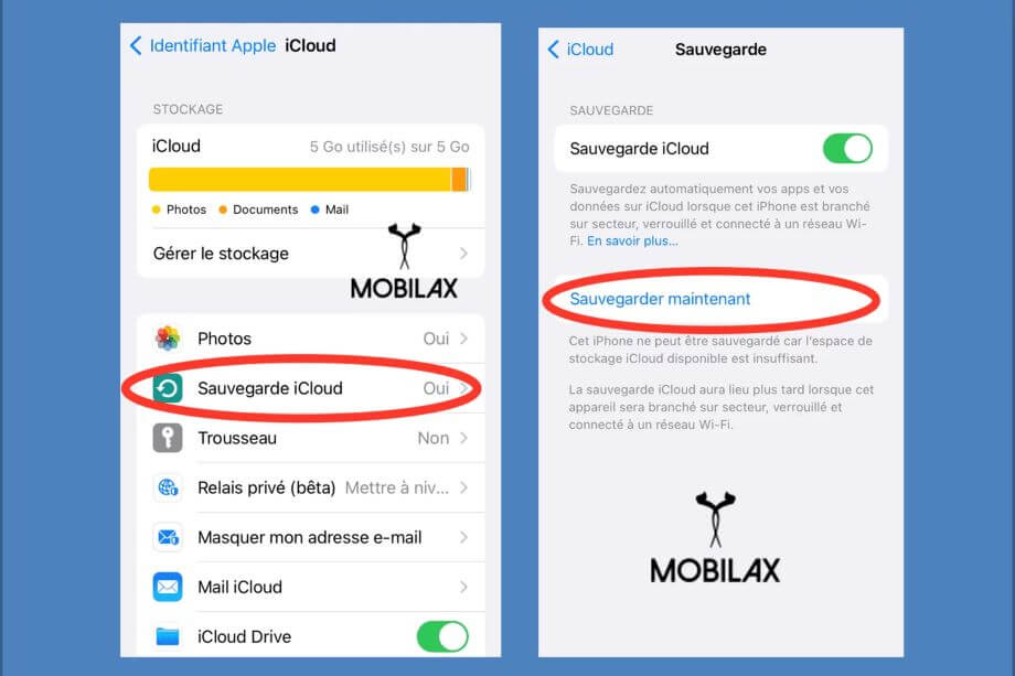 Sauvegarde iCloud