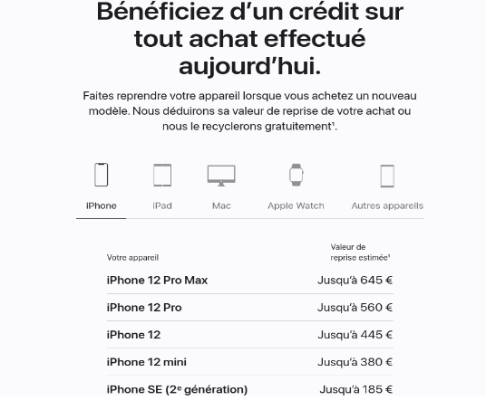 La reprise de smartphone version Apple