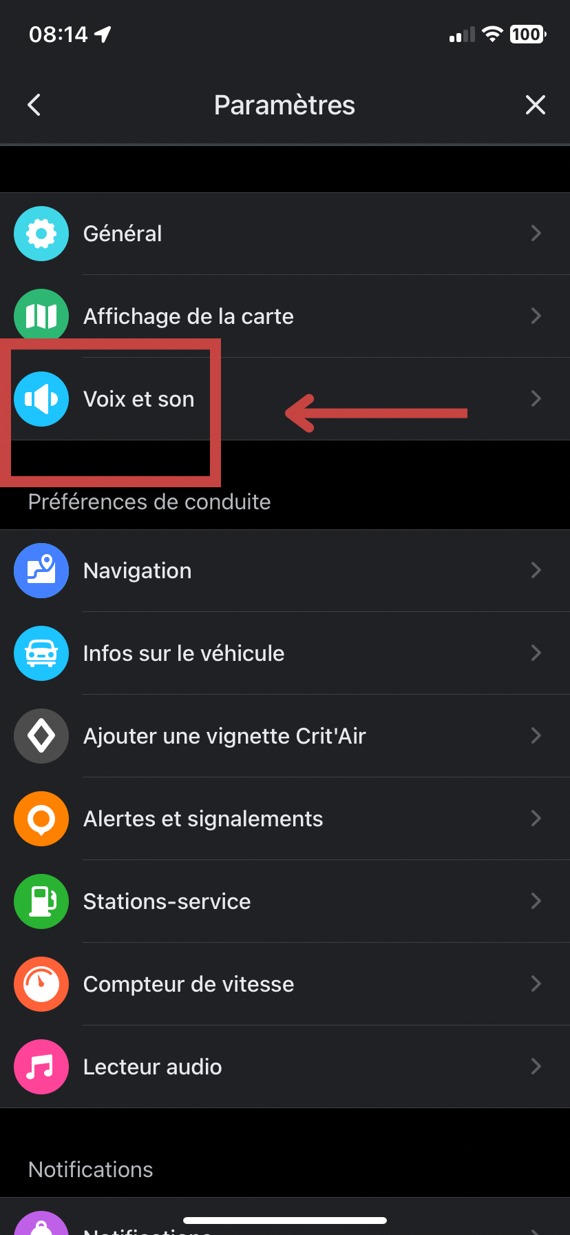 puis cliquez sur « Voix et Son »,