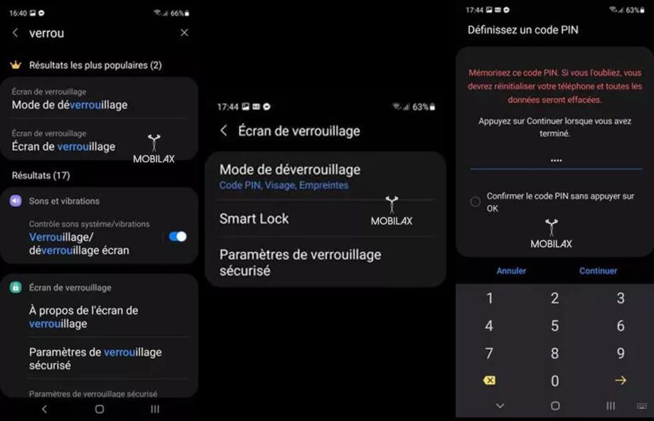 changement de code déverrouillage