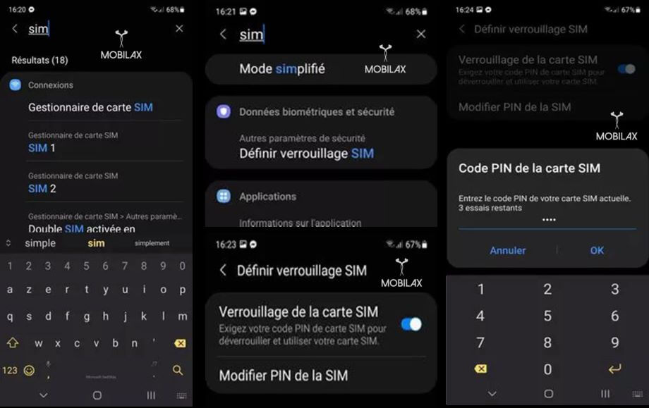 modification du code SIM