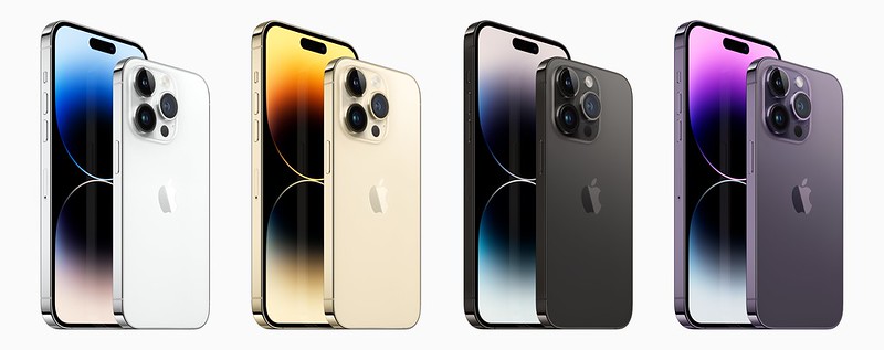 L’iPhone 14 Pro et l’iPhone 14 Pro Max - noir sidéral, en violet intense, or et en argent