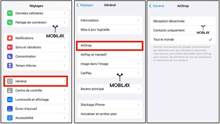 activer service de partage airdrop sur iphone