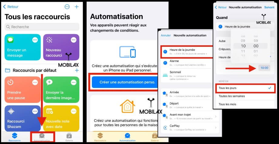 envoi de textos (iMessage) via l’appli Raccourci