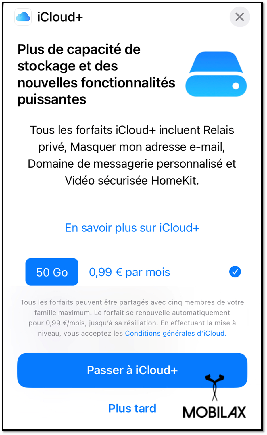 formule iCloud + (service payant)