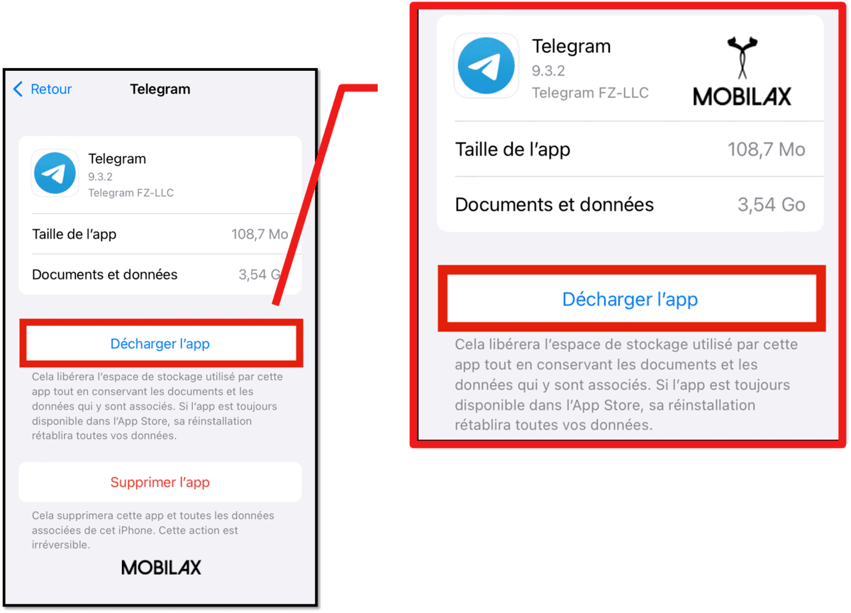 Décharger l’app