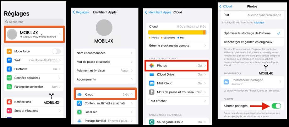 icloud album partager
