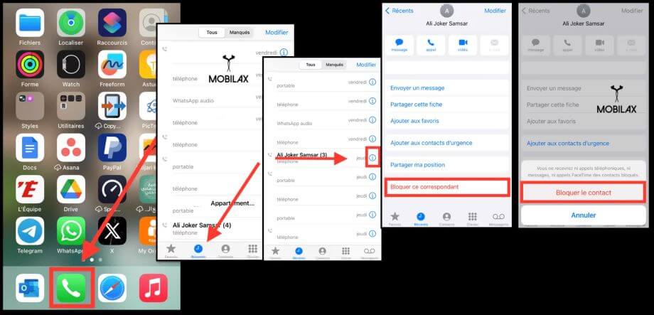 Bloquer le contact liste iOS