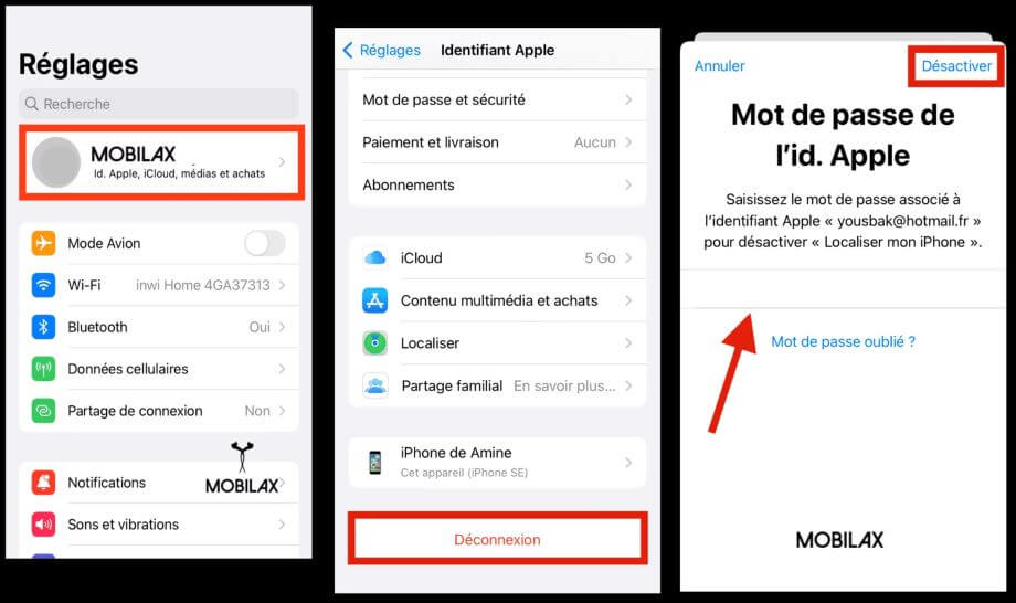 suppression ou désactivation du compte iCloud