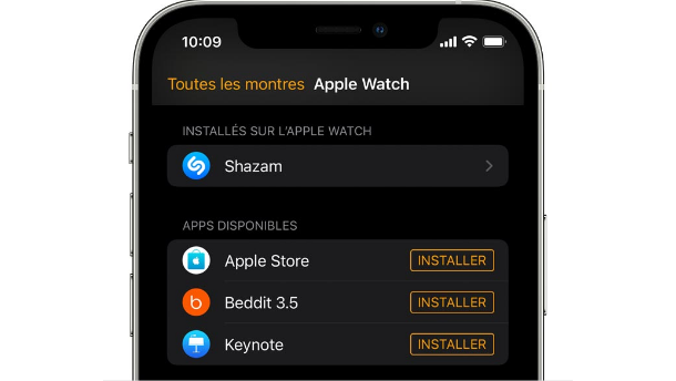 télécharger une appli depuis la montre intelligente Apple