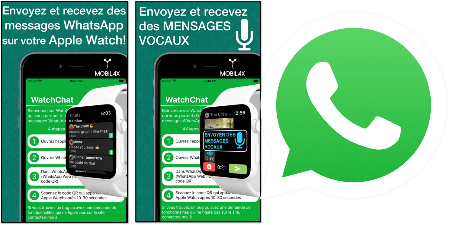 tous les services WhatsApp via l’application mobile WatchChat 2