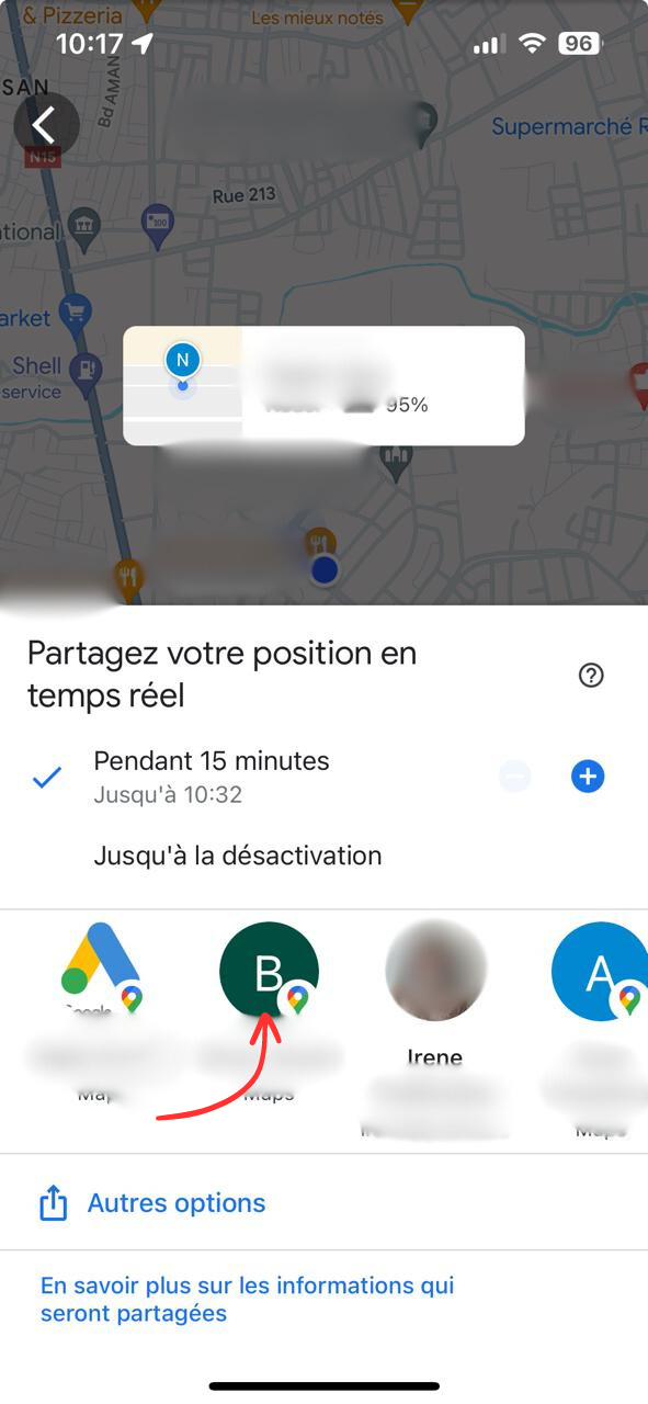 afficher-contact--telephone-google-maps Envoyez l’invitation au contact souhaité en choisissant son numéro dans la liste.