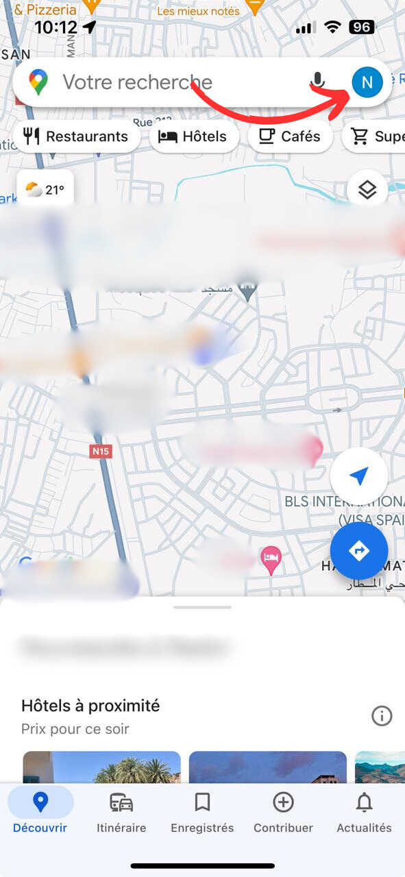 Cliquez sur l’icône du profil en haut à droite de l’écran.