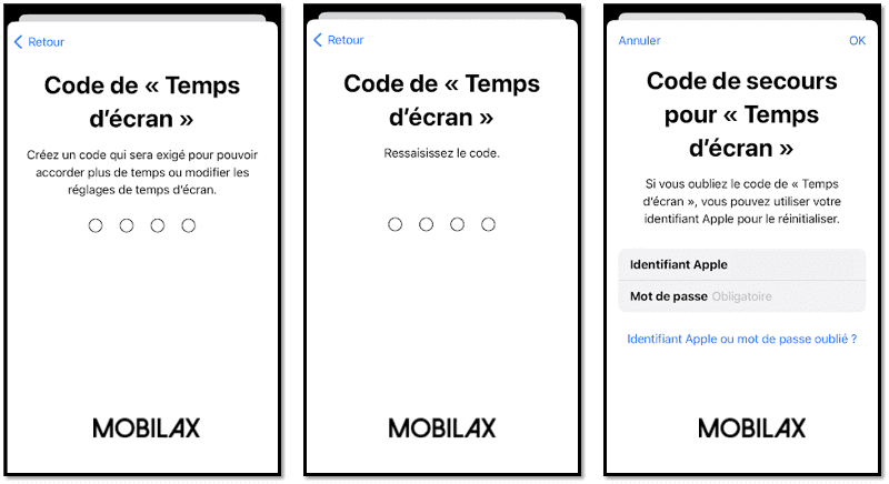 code de « Temps d’écran »