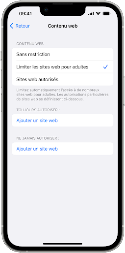  limiter l’accès aux contenus des sites Web