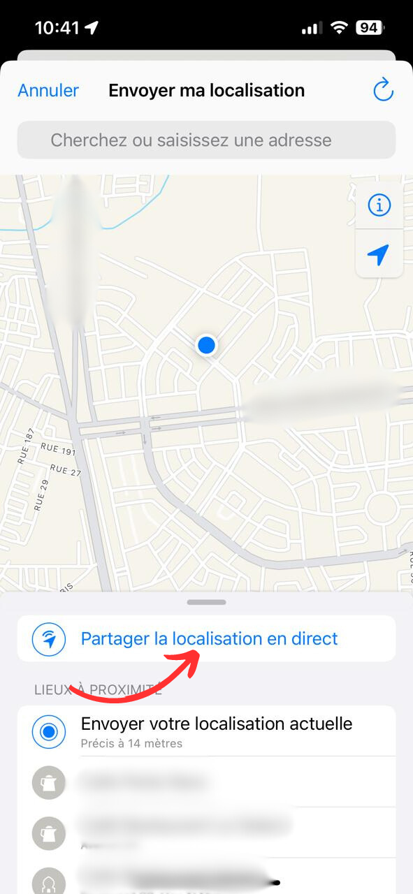 partage-localisation-direct-whatsapp Définissez la durée du partage : 15 minutes, 1 heure ou 8 heures. Envoyez la localisation à votre interlocuteur.