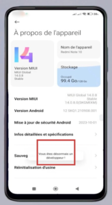 Lorsque le message « Vous êtes maintenant un développeur », vous pouvez revenir aux « Paramètres »