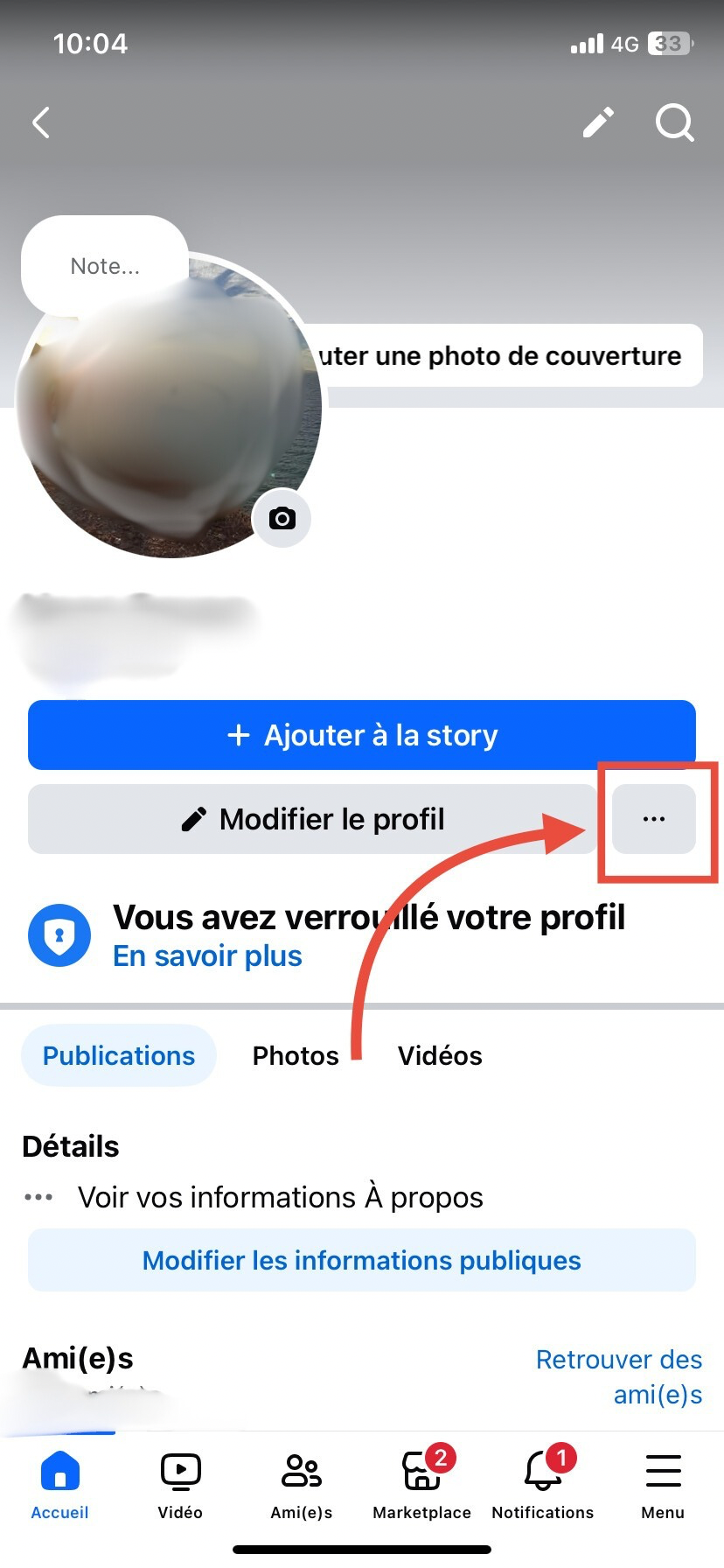 Appuyez sur l’icône avec les trois points à côté de la mention « Ajouter à la story ».