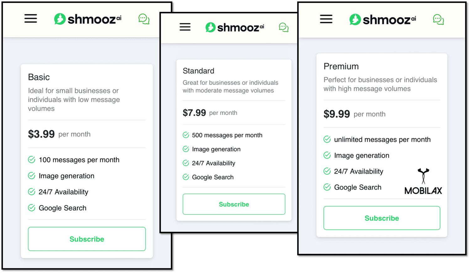 Shmooz.ai - Basic, Standard ou Premium