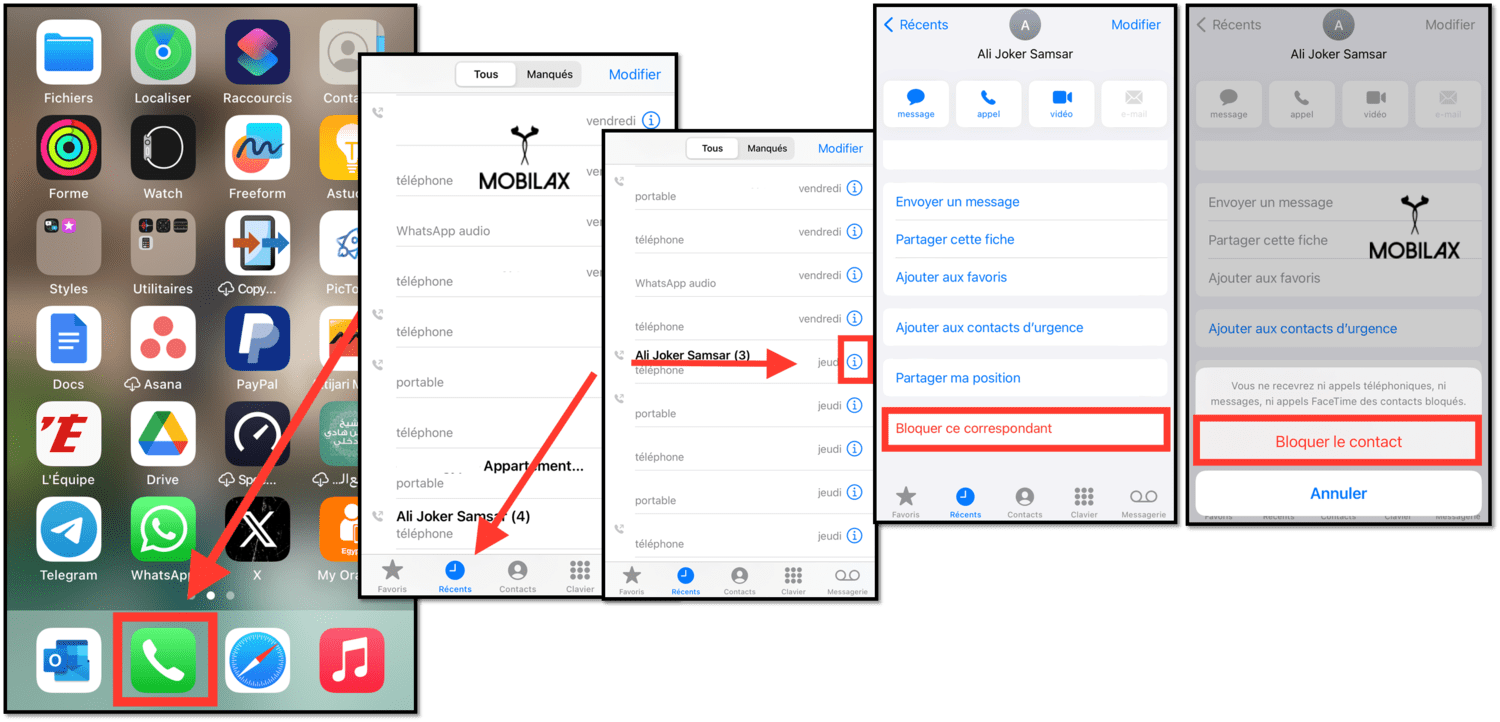 Bloquer le contact liste iOS