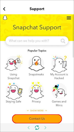 contactez le support Snapchat