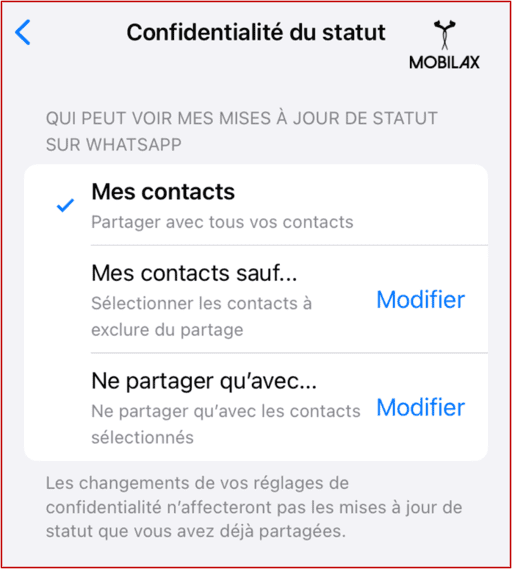 Accéder à mon statut WhatsApp